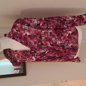 Jones New York floral sheer blouse